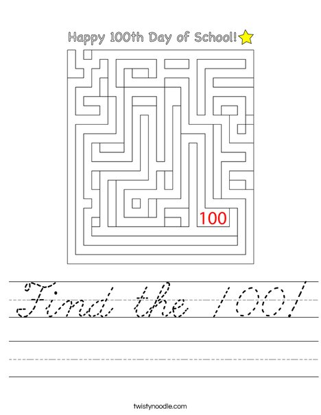 Find the 100! Worksheet