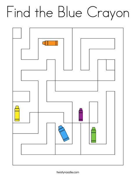 Find the Blue Crayon Coloring Page - Twisty Noodle