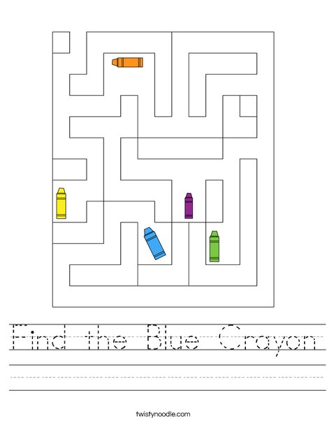 Find the Blue Crayon Worksheet