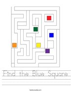 Find the Blue Square Handwriting Sheet