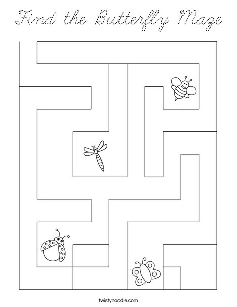 Find the Butterfly Maze Coloring Page