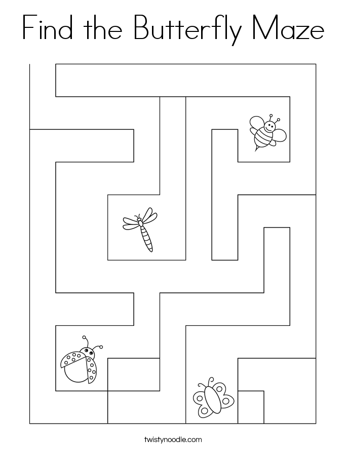 Find the Butterfly Maze Coloring Page