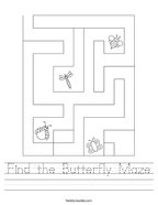 Find the Butterfly Maze Handwriting Sheet
