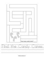 Find the Candy Canes Handwriting Sheet
