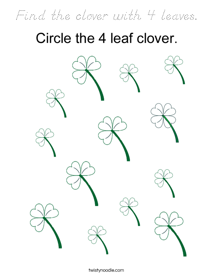 Find the clover with 4 leaves. Coloring Page