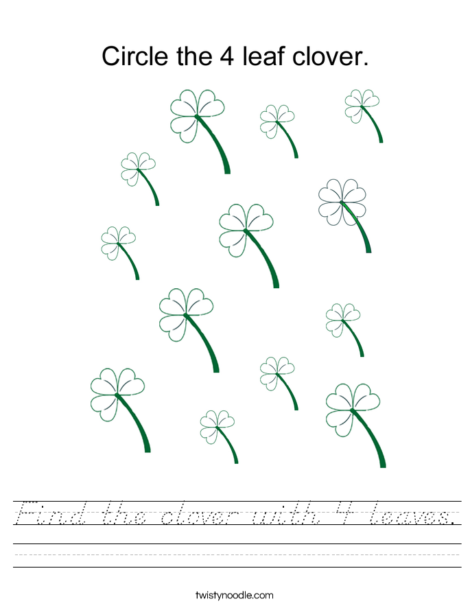 Find the clover with 4 leaves. Worksheet