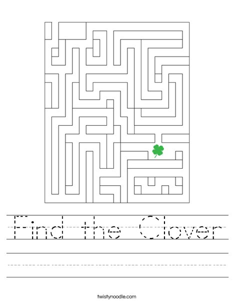Find the Clover Worksheet Twisty Noodle Find the Clover Worksheet Twisty Noodle