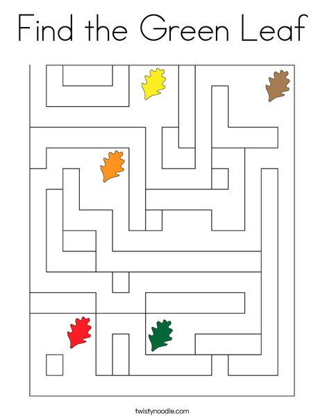 Find the Green Leaf Coloring Page