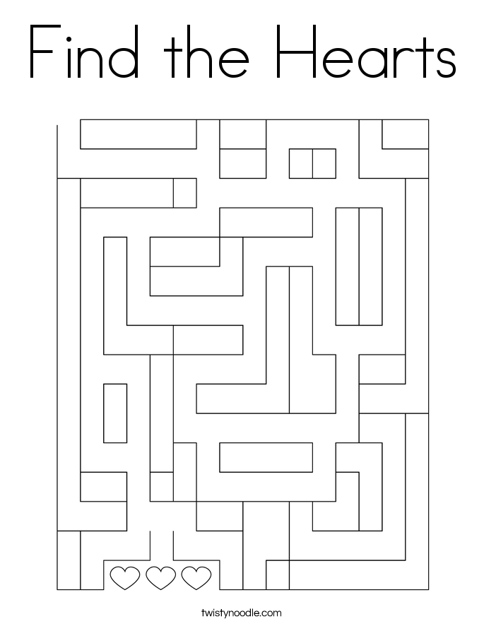 Find the Hearts Coloring Page