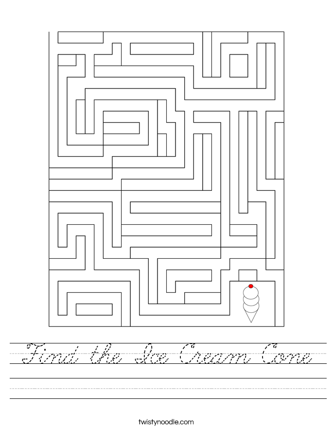 Find the Ice Cream Cone Worksheet