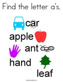 Find the letter a's Coloring Page