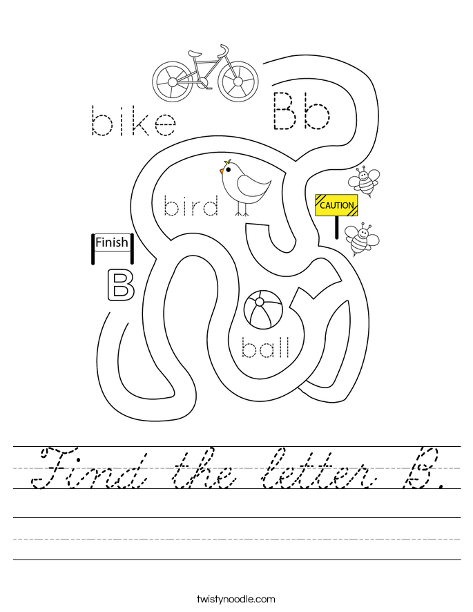 Find the letter B. Worksheet