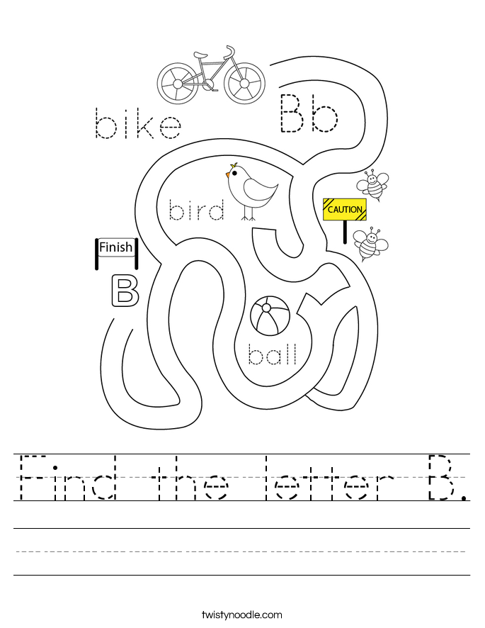 Find The Letter B Worksheet - Twisty Noodle