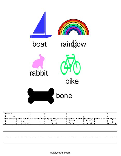 Find the letter b Worksheet - Twisty Noodle