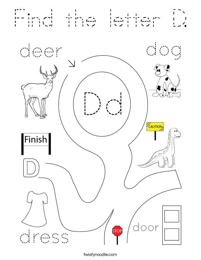 Find the letter D. Coloring Page