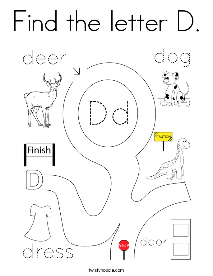 Find the letter D. Coloring Page