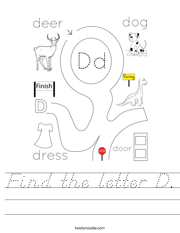Find the letter D. Worksheet