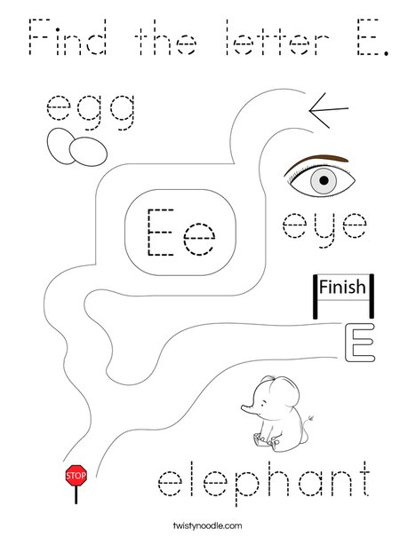 Find the letter E. Coloring Page