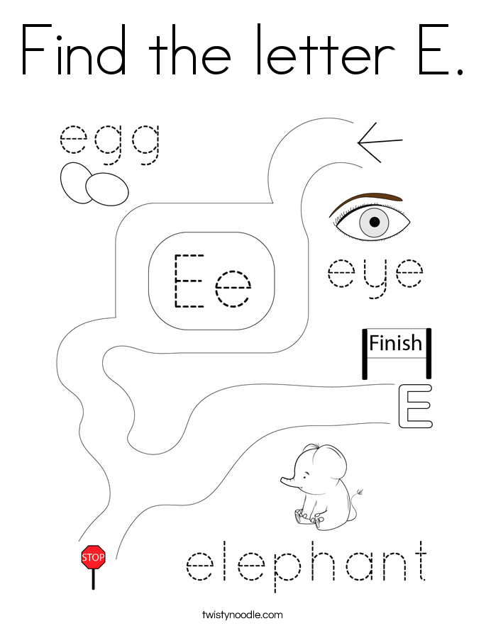 Find the letter E. Coloring Page