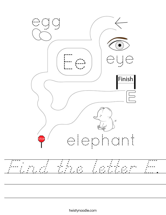 Find the letter E. Worksheet