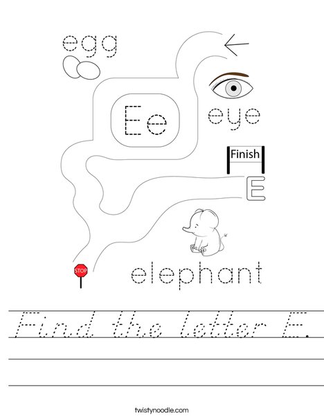 Find the letter E. Worksheet