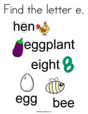 Find the letter e Coloring Page