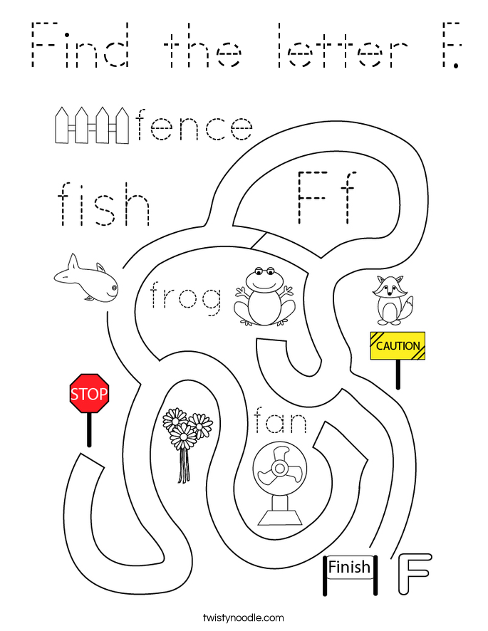 Find the letter F. Coloring Page