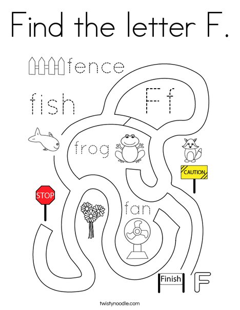 Find the letter F. Coloring Page