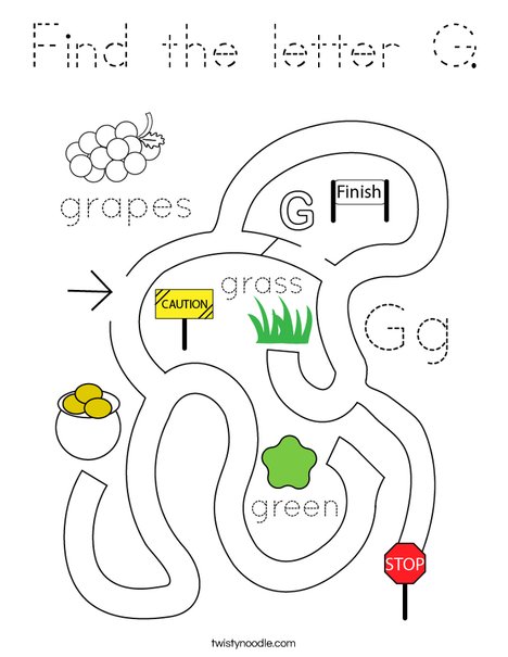 Find the letter G. Coloring Page