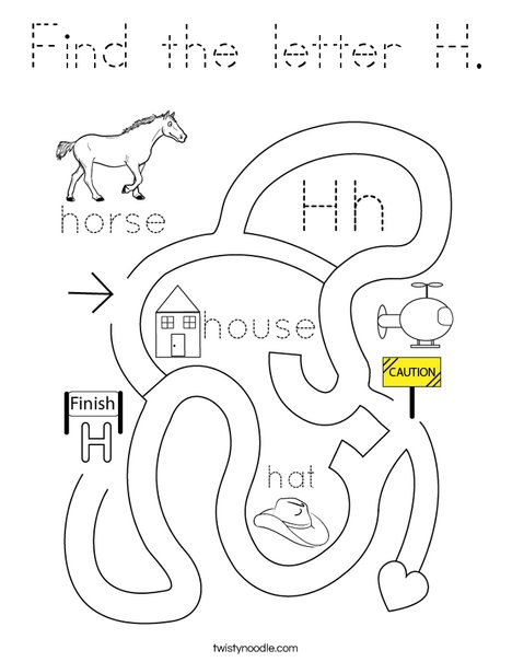 Find the letter H. Coloring Page