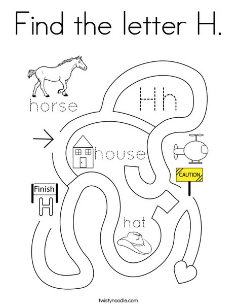 Find the letter H. Coloring Page