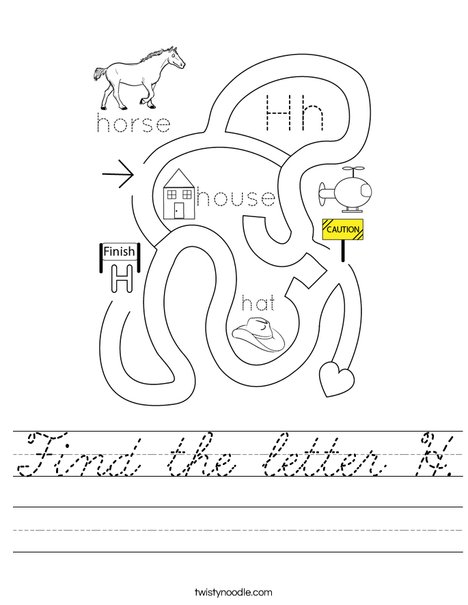 Find the letter H. Worksheet