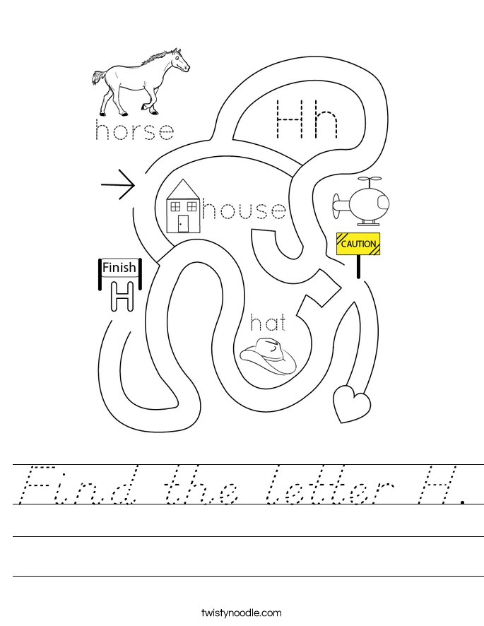 Find the letter H. Worksheet