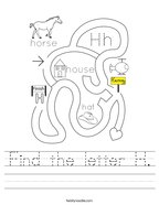 kindergarten worksheets letter h Find the letter H Handwriting Sheet