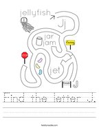 Find the letter J Handwriting Sheet