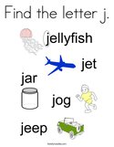 Find the letter j Coloring Page