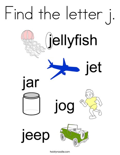 Find the letter j. Coloring Page