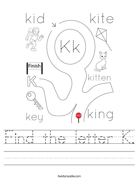Find the letter K. Worksheet