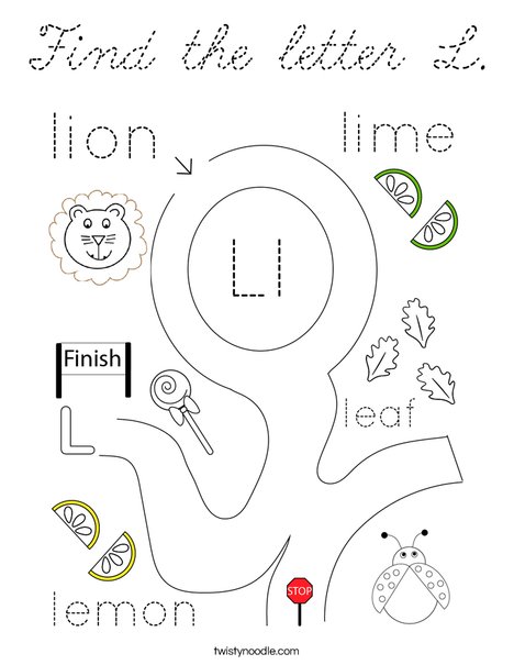 Find the letter L. Coloring Page