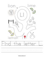 Find the letter L Handwriting Sheet