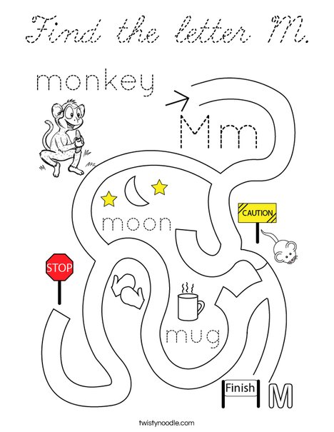 Find the letter M. Coloring Page