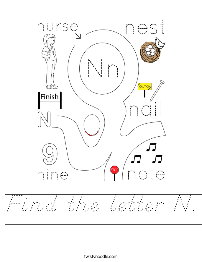 Find the letter N. Worksheet