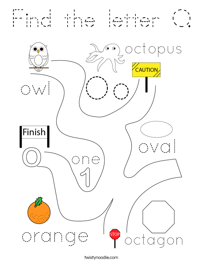 Find the letter O. Coloring Page