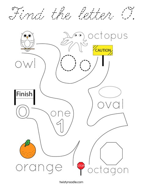 Find the letter O. Coloring Page