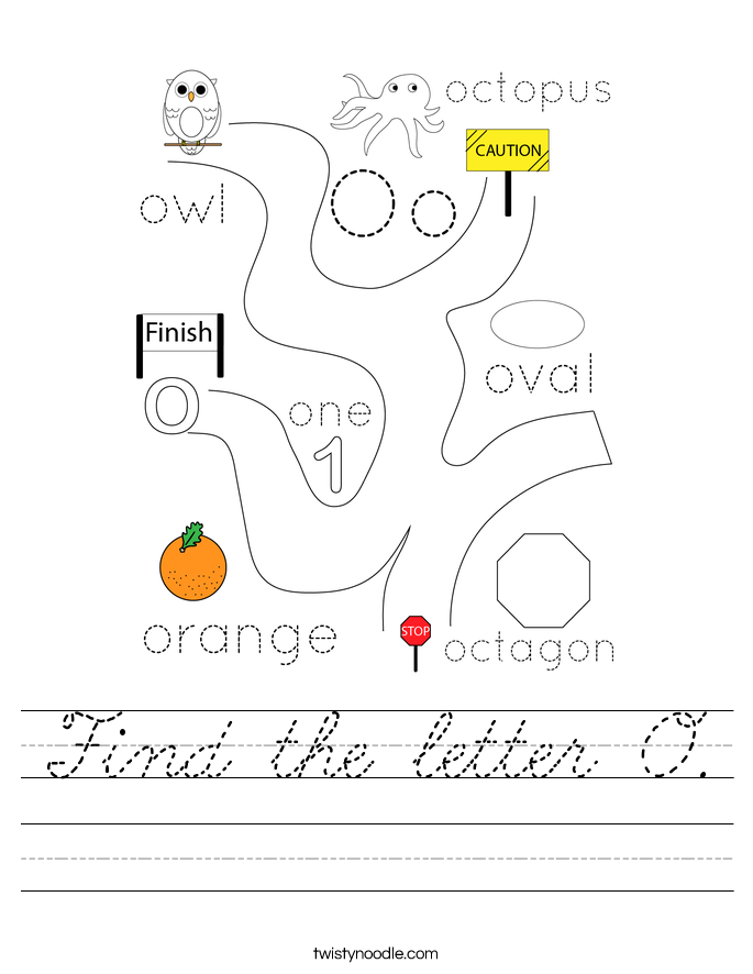 Find the letter O. Worksheet