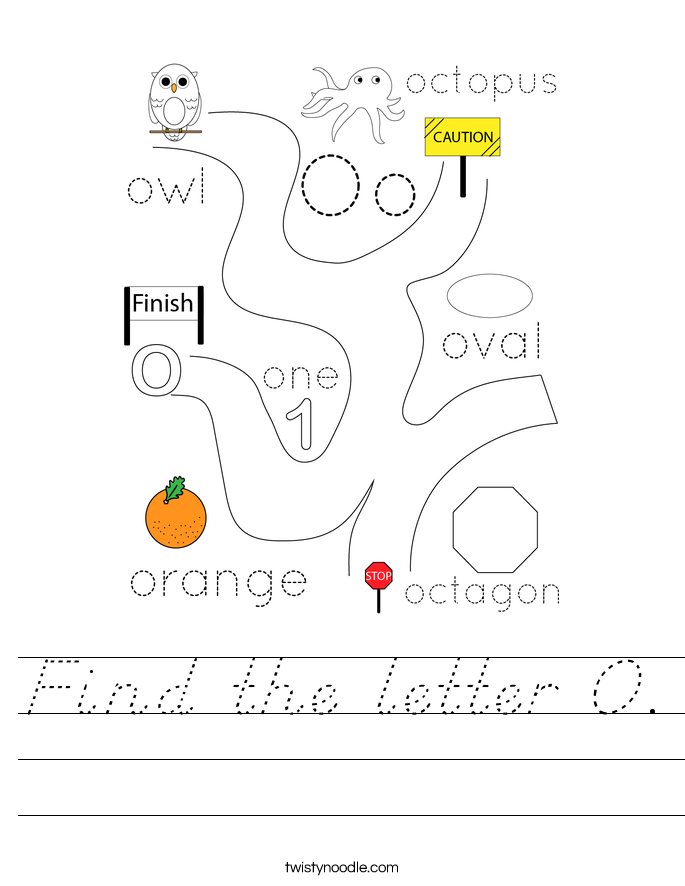 Find the letter O. Worksheet