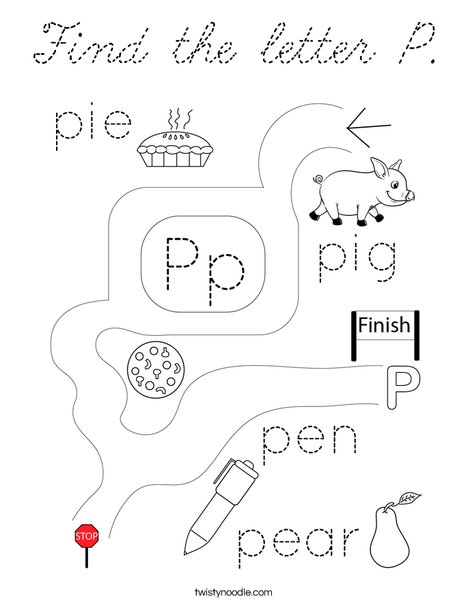 Find the letter P. Coloring Page