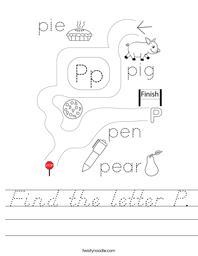 Find the letter P. Worksheet