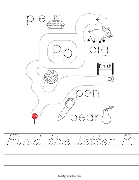 Find the letter P. Worksheet