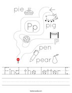 Find the letter P Handwriting Sheet